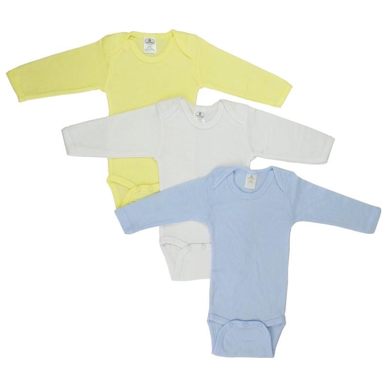 Boy's Rib Knit Pastel Long Sleeve Onezie 3-Pack image