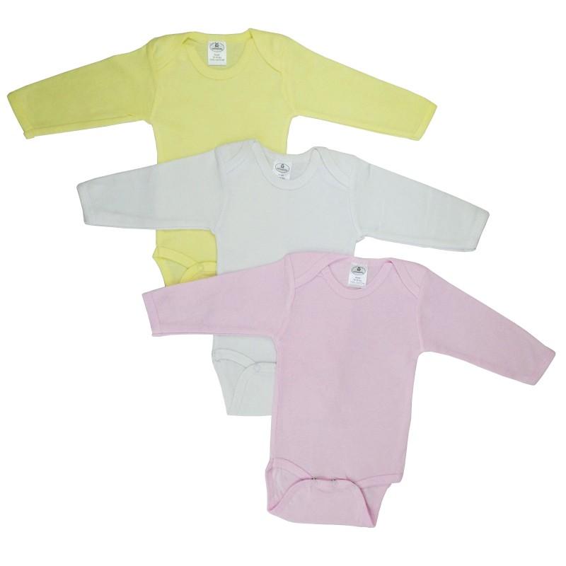 Girl's Rib Knit Pastel Long Sleeve Onezie 3-Pack image