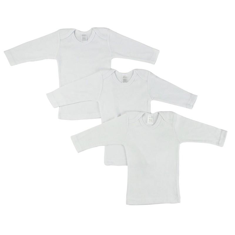 Rib Knit White Long Sleeve Lap T-Shirt 3-Pack image