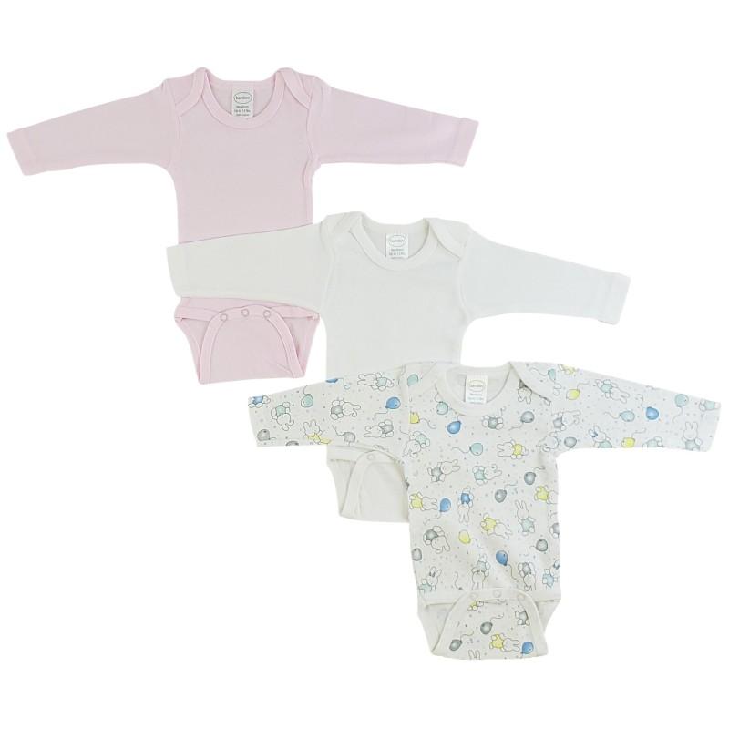 Girl's Rib Knit Variety Long Sleeve Onezie 3-Pack image