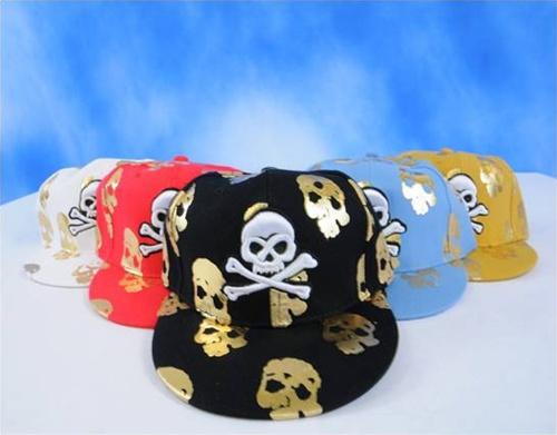 Wholesale Skull with Cross Bone Fitted Caps - 1 Doz image