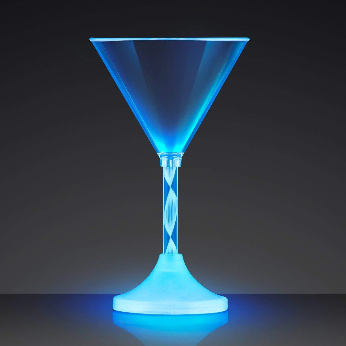 Light Up Martini Glasses With Color Changing LED Light & Long Spiral Stem image