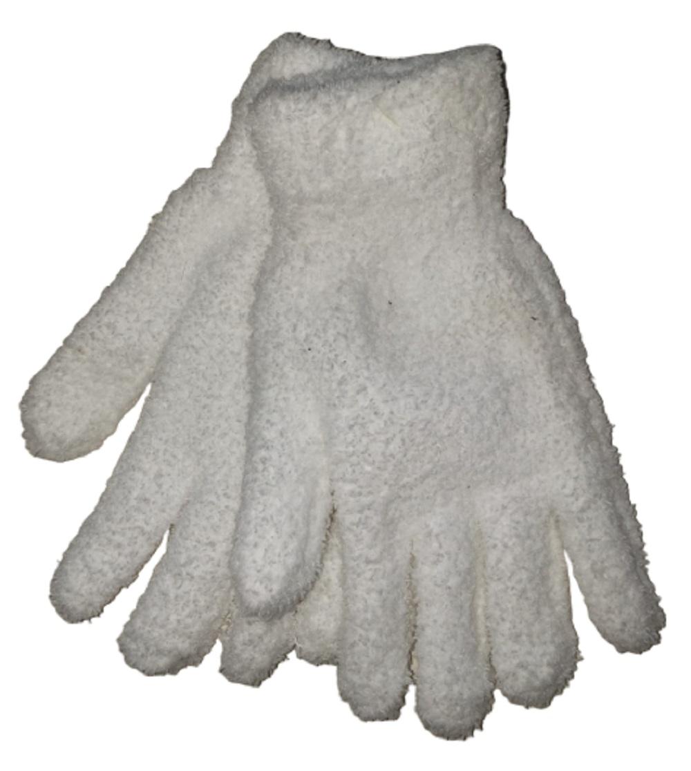 White Winter Gloves - White Fuzzy Gloves - 1 Pair image