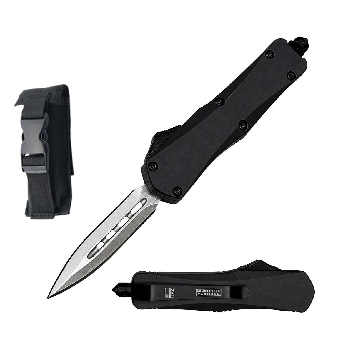 6.75" Black Tactical Recon OTF Combat Knife Dagger Blade image