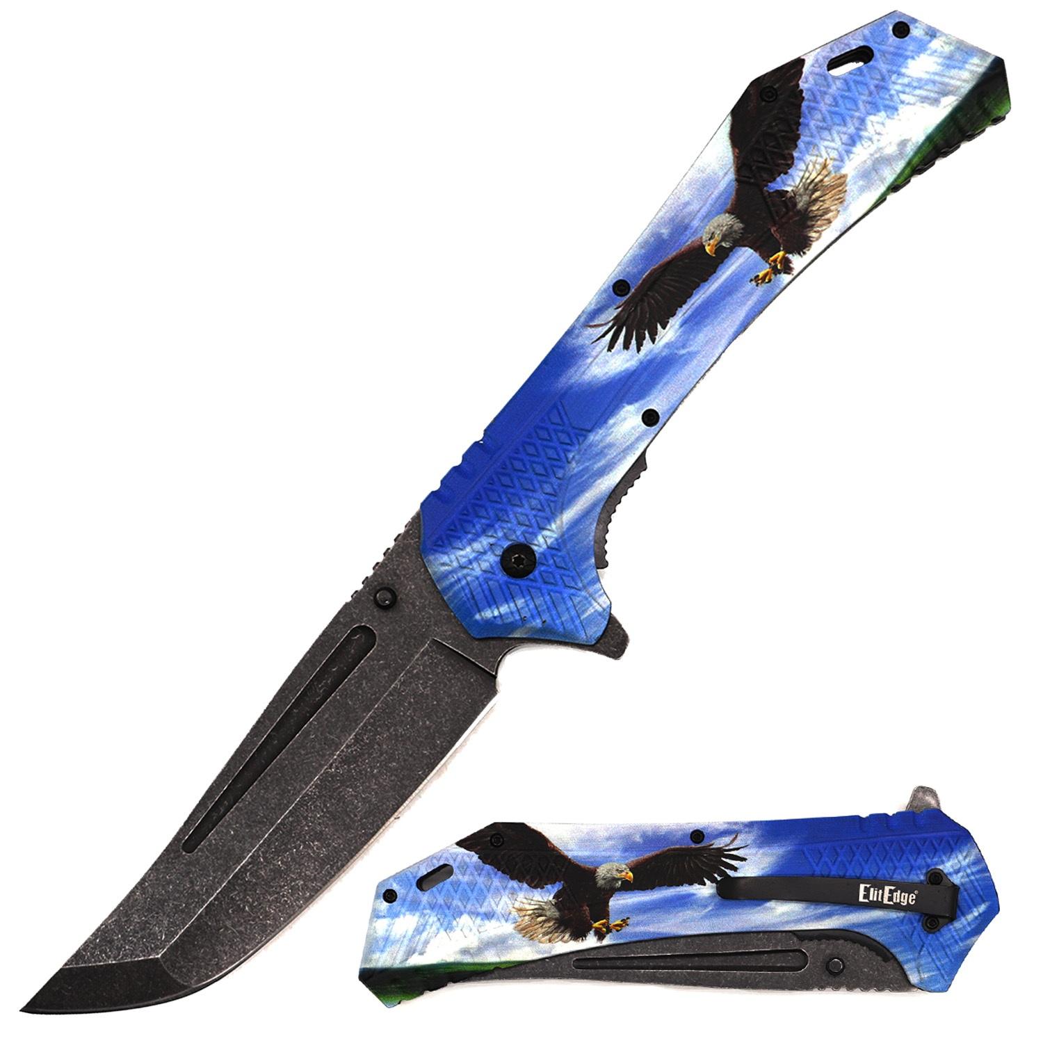 12.25" Huge American Eagle Folding Spring Assisted Pocket Knife image