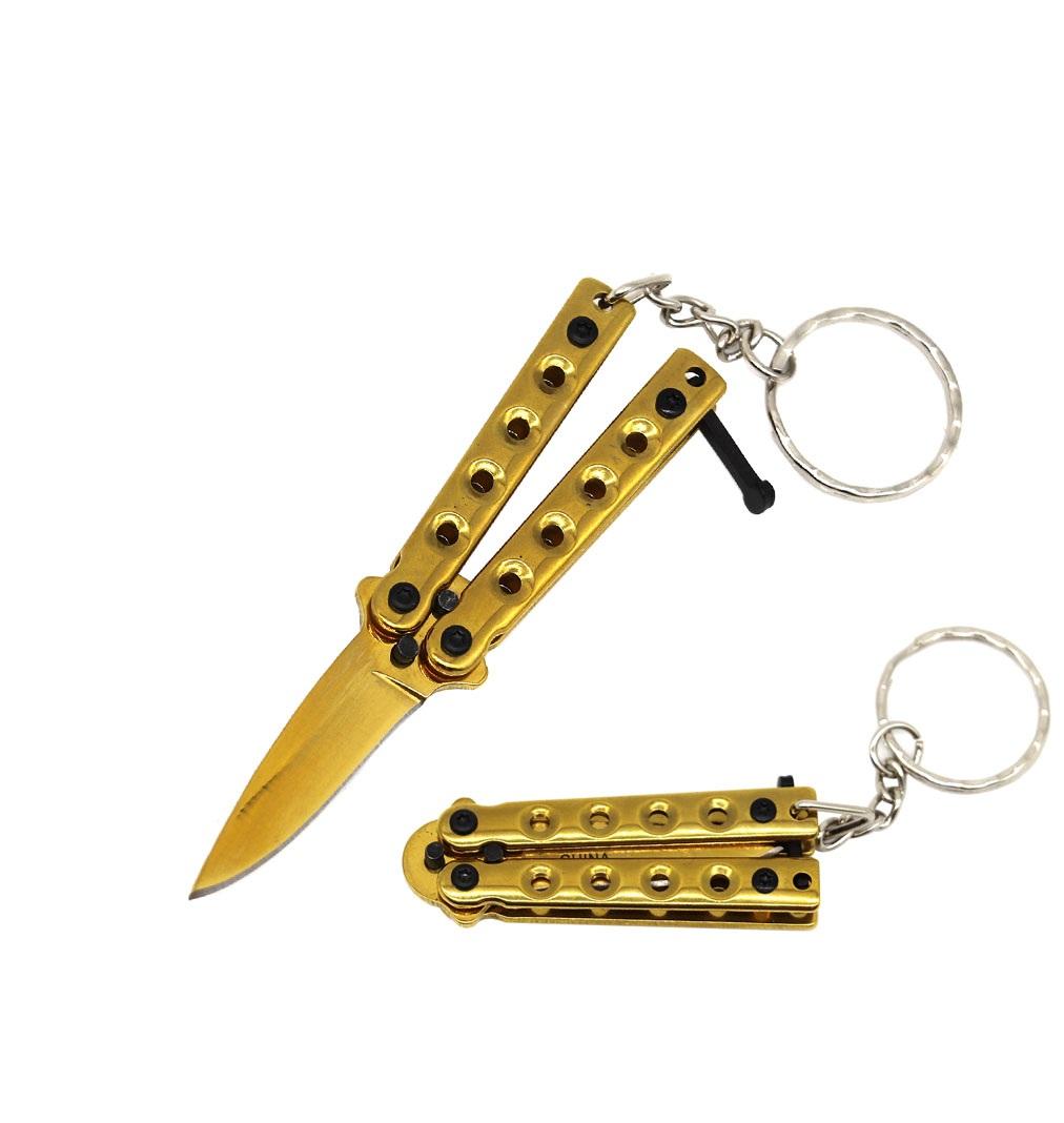 2.25 Inch Closed Golden Mini Butterfly Keychain Knife image