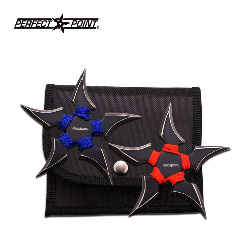 4MM Thick Blue and Red ParaCord Throwing Stars 2 Piece Set