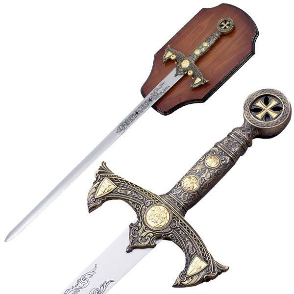 Knights Templar Sword With Wall Plaque image