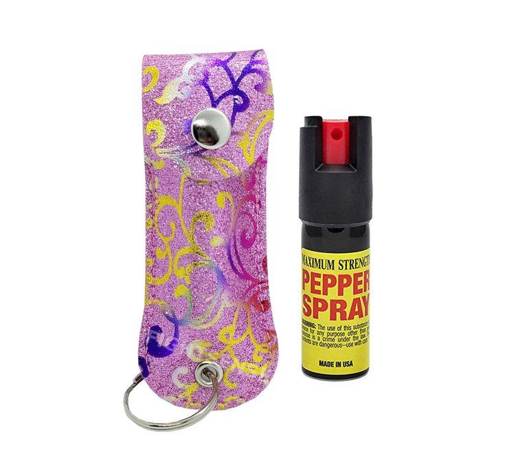 Designer Pink Flower Case Keychain Personal Defense Pepper Spray OC-18 1/2 oz image