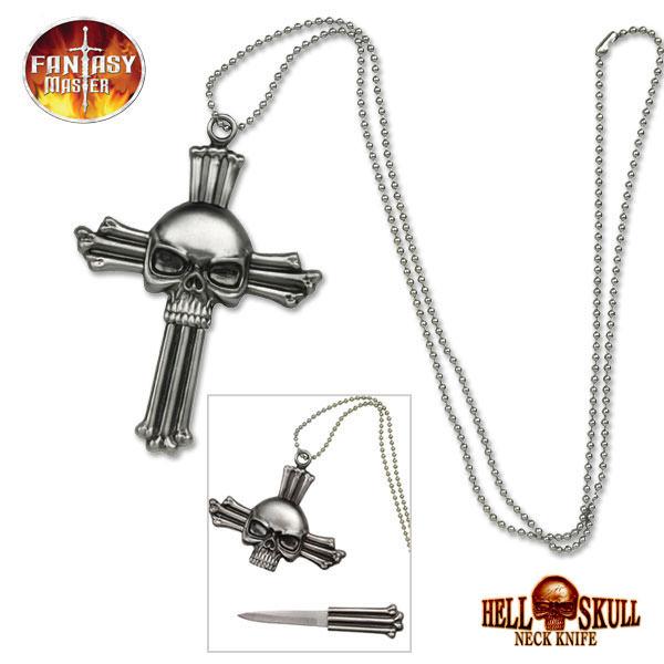 Hell Skull Cross Fantasy Necklace Knife image