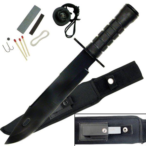 Survival Knife With Survival Kit In The Handle
