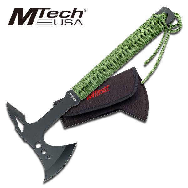 Zombie Killer Tactical Throwing Axe Hatchet Green Cord Wrapped Handle image