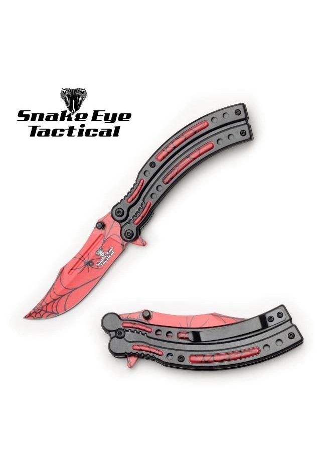 8" Spring-Assisted Knife Two Toned Printed - Red Spider Web image