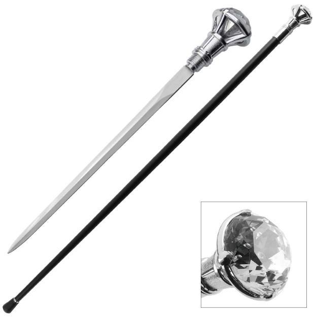 Heavy Diamond Style Walking Cane with Hidden Blade image