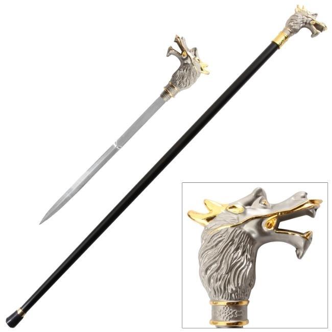 Dragon Head Walking Cane with Hidden Blade image