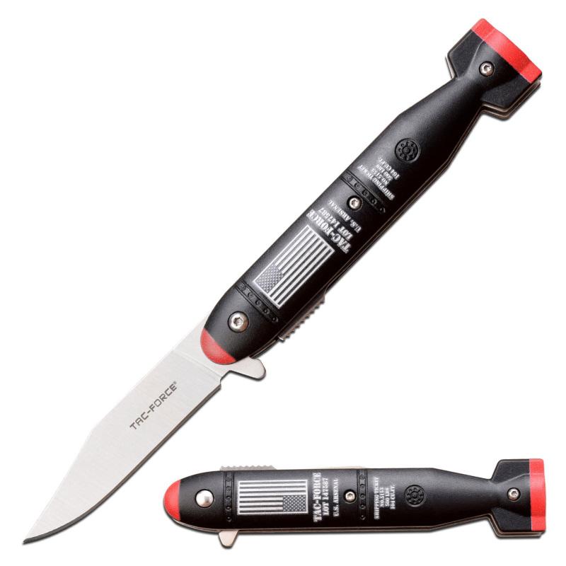 Bomb US Flag Handle US Arsenal Spring Assisted Folding Knife Black image