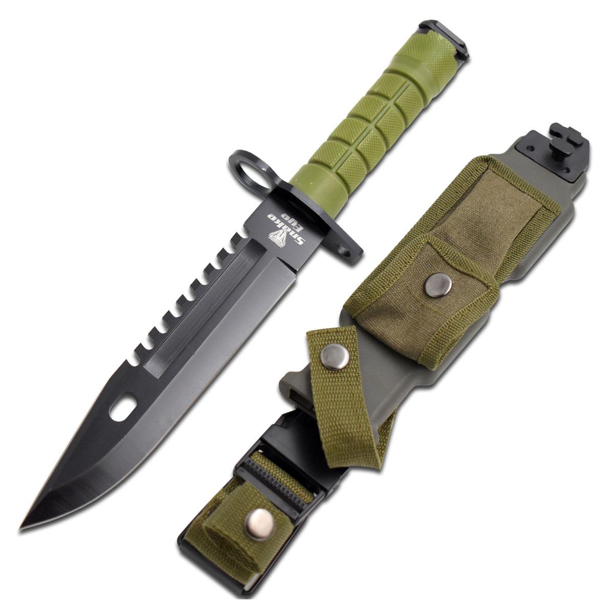 12" Tactical M-9 Military Bayonet Knife Green Handle image