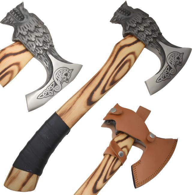 Medieval Warrior - Viking Tomahawk - Leather Wrapped Ash Wood Handle image