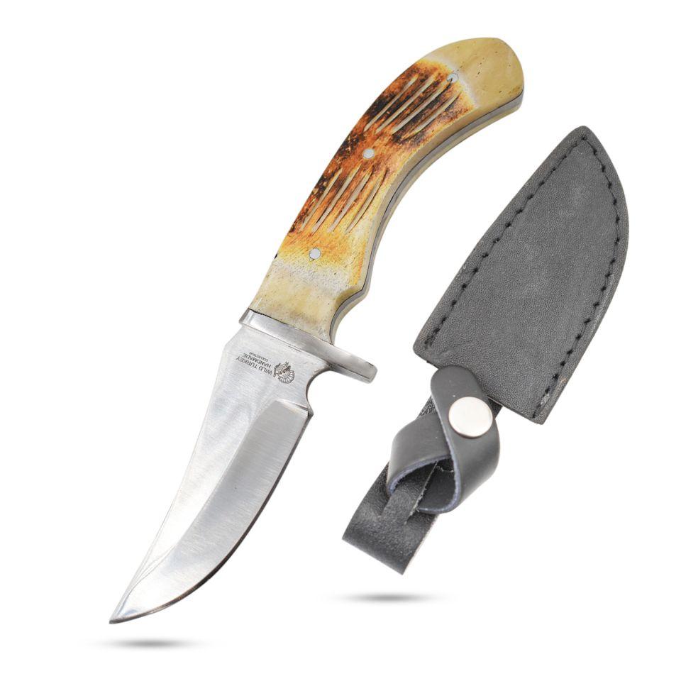 Wild Turkey Handmade - Fixed Blade Knife - Burn Bone Handle image