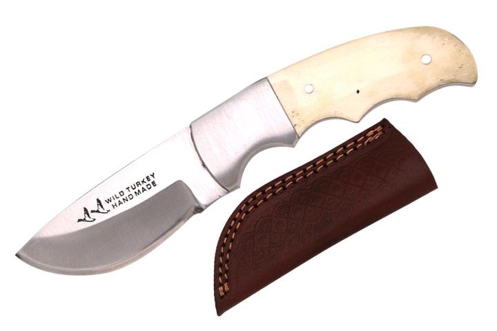 7.5" Handmade Fixed Blade Hunting Knife - Bone Handle image