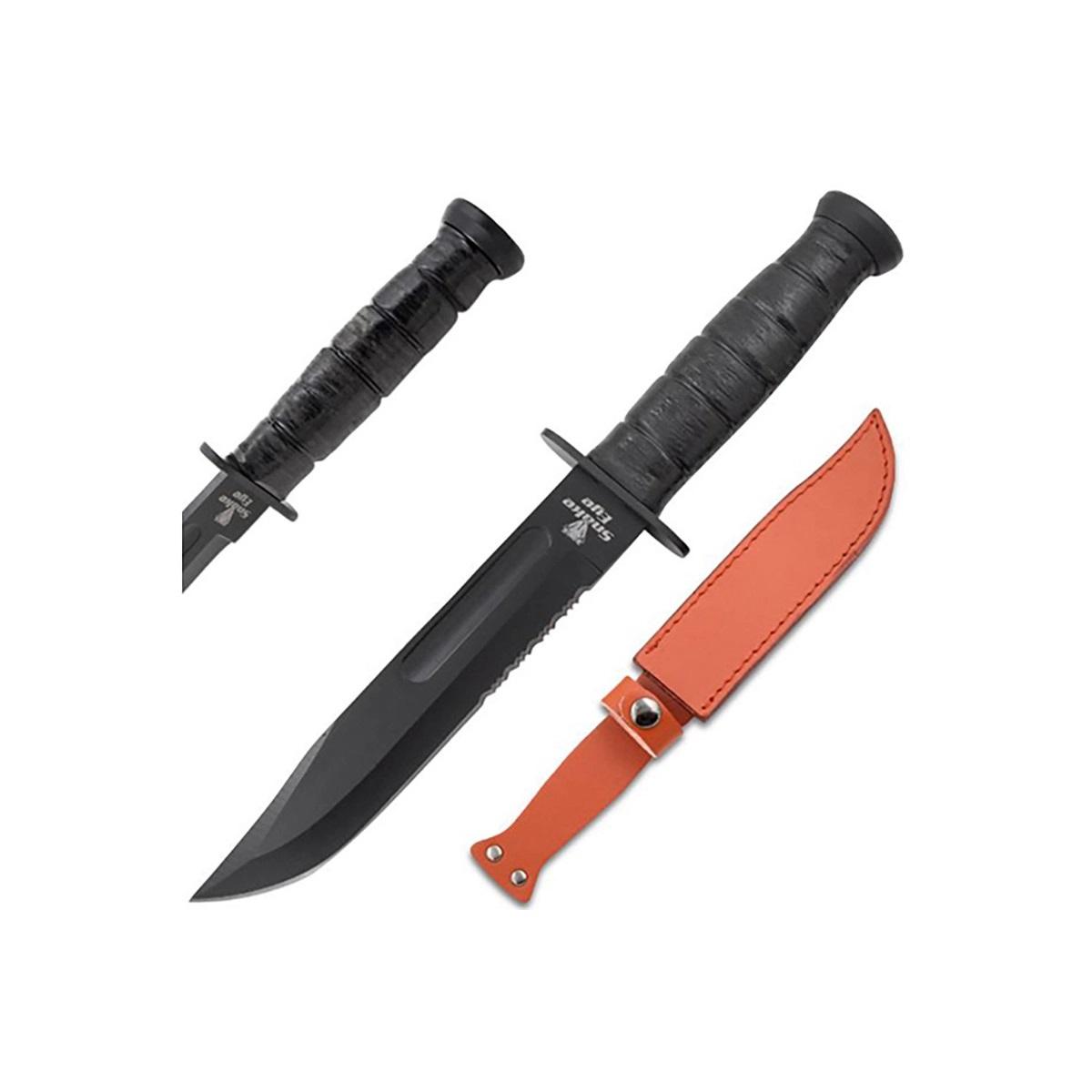 12" Fixed Blade Hunting Knife - Partial Serrated Blade image