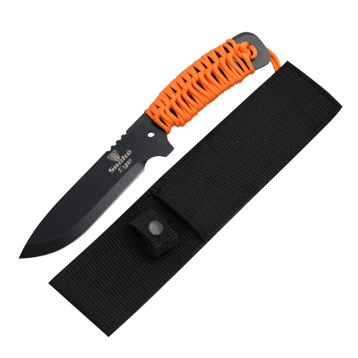 10" Hunting Knife with 5" Blade - Orange Cord Wrapped Handle image