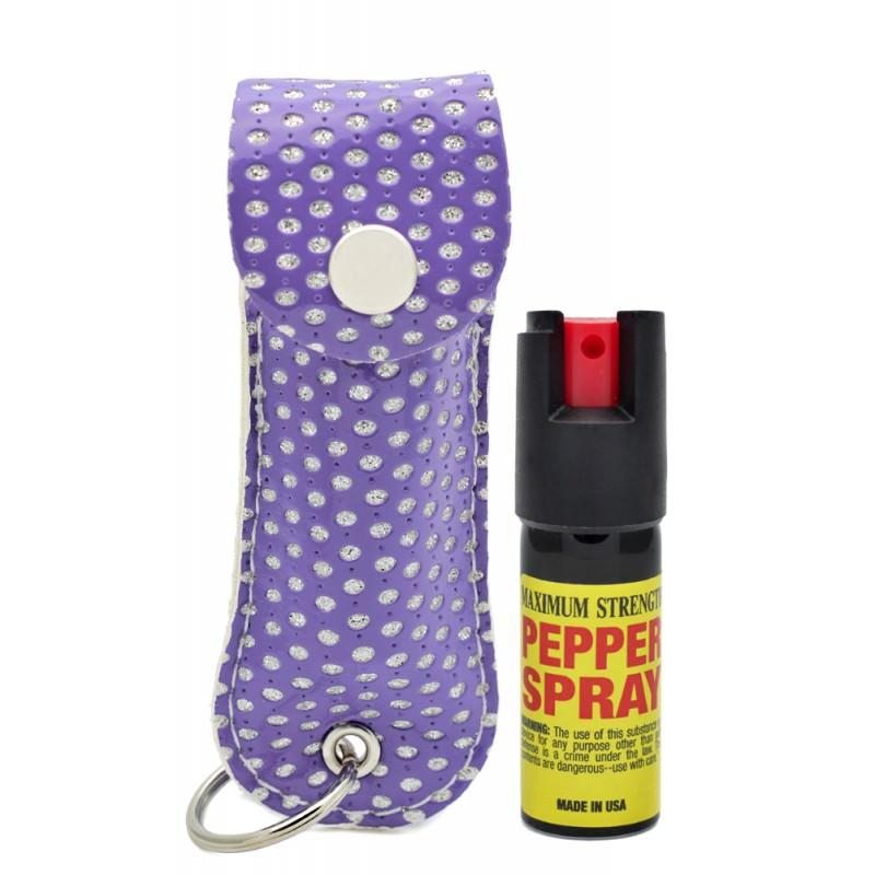 Bling Keychain Personal Defense Pepper Spray OC-18 1/2 oz With Case Purple image