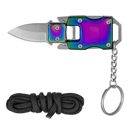Defender Xtreme Mini Pocket EDC Keychain / Necklace Knife - Rainbow... image