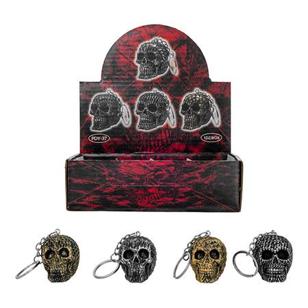 12-pc. Assortment of 1.5" Mythical Medieval Skull Polyresin Keychains