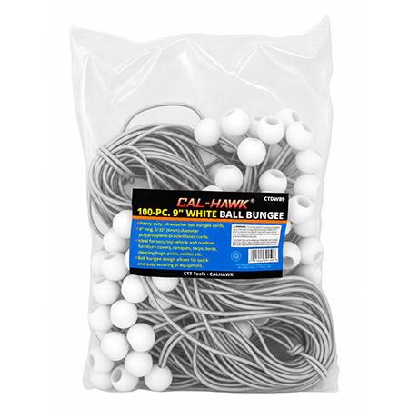 100-pc. 9" White Ball Bungees - Heavy Duty Canopy Tent Tarp Fasteners image