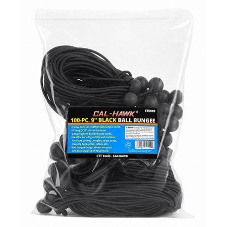 100-pc. 9" Black Ball Bungees - Heavy Duty Canopy Tent Tarp Fasteners image