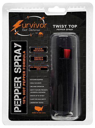 1/2 Ounce Survivor Hard Case Pepper Spray Keychain - Black image