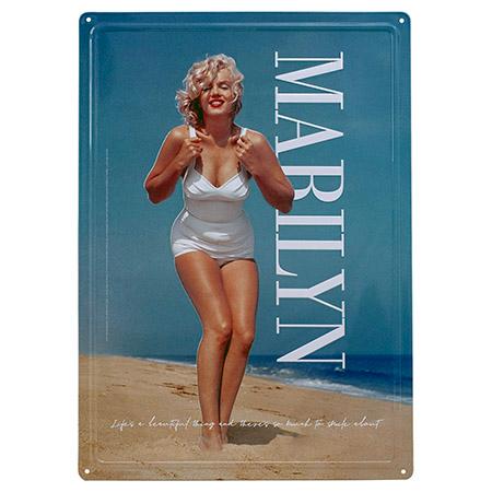 Marilyn Monroe Beach Bathing Suit Embossed Metal Tin Sign - 16.75"... image