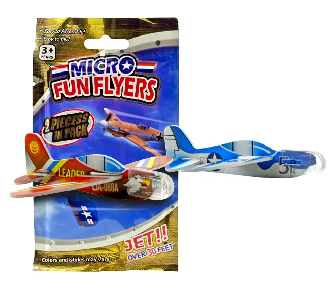 2 - pk. Micro Fun Flyers Mini Foam Toy Fighter Jet Airplanes -... image