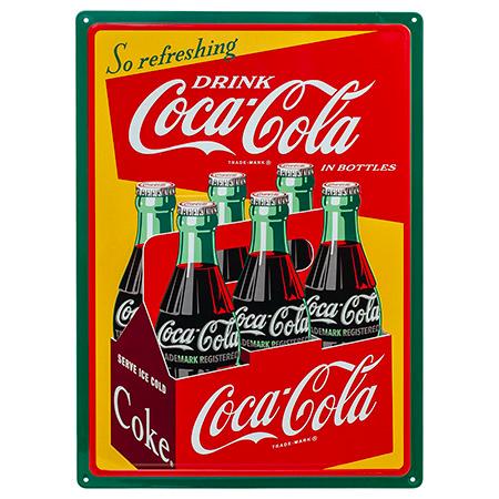 Vintage Drink Coca-Cola in Bottles Embossed Metal Tin Sign - 16.75"... image