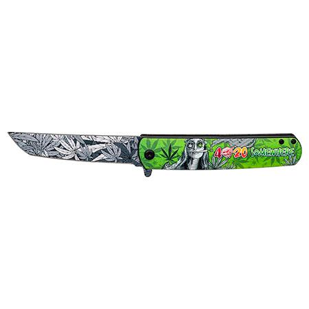 4.75" Tanto Blade "It's 420 Somewhere" Marijuana Spring Assisted... image