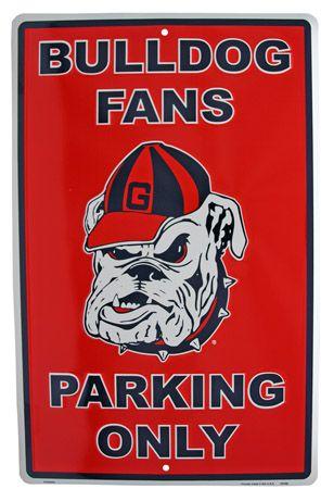 Georgia Bulldog Fans Parking Only Tin Sign image