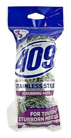 3-Pack Stainless Steel Scrubbing Pads - 409 Brand image