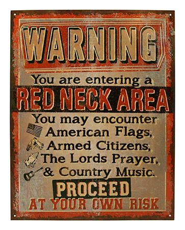 Redneck Area Warning Novelty Tin Sign image