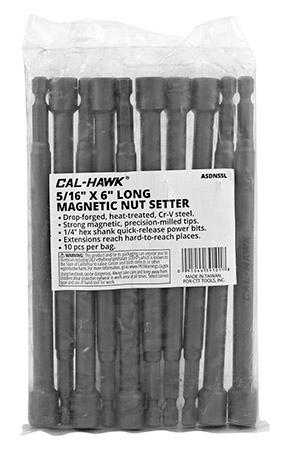 10 - pc. Cal-Hawk 5/16" x 6" Long Magnetic Nut-Setter image