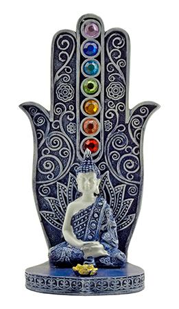 6.5" Buddhist Hamsa Hand Poly Resin Home Decor Figurine - GSC image