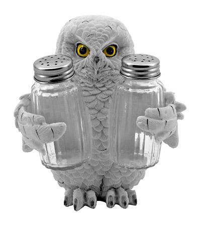 5.75" Alaskan Wild White Owl Salt and Pepper Shaker Polyresin Holder image