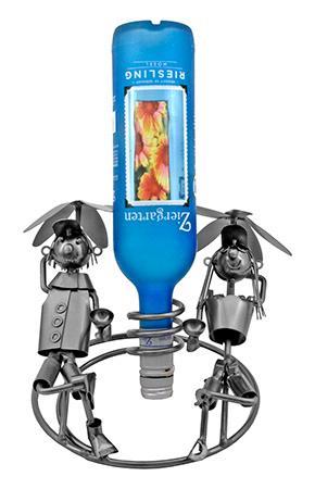 10" Rustic Metal Beach Front Resort Wine and Liquor Bottle Holder... image