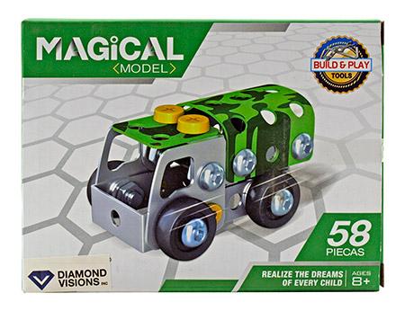 58 pc. Build and Play Magical Model Green Construction Truck image