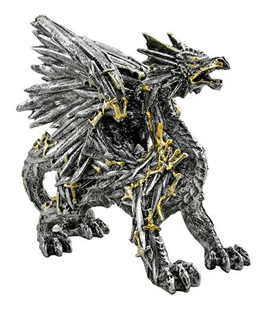 6.5" Sword Throne Dragon Polyresin Statue Figurine image
