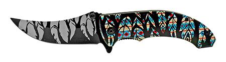 4.5" Tribal Native Design Forest Nature Pattern Spring Assisted... image