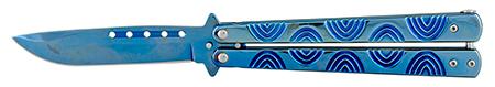 5.25" Stainless Steel Butterfly Folding Pocket Knife - Blue