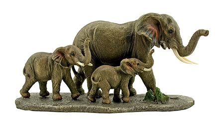 14" Asian Elephant Family Polyresin Figurine Statue - GSC image