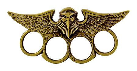 The Illuminated Owl Brass Knuckle Duster Style Paperweight - Aged... image