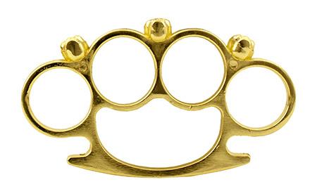 Death's Head Skull Brass Knuckle Duster Style Paperweight - Golden image